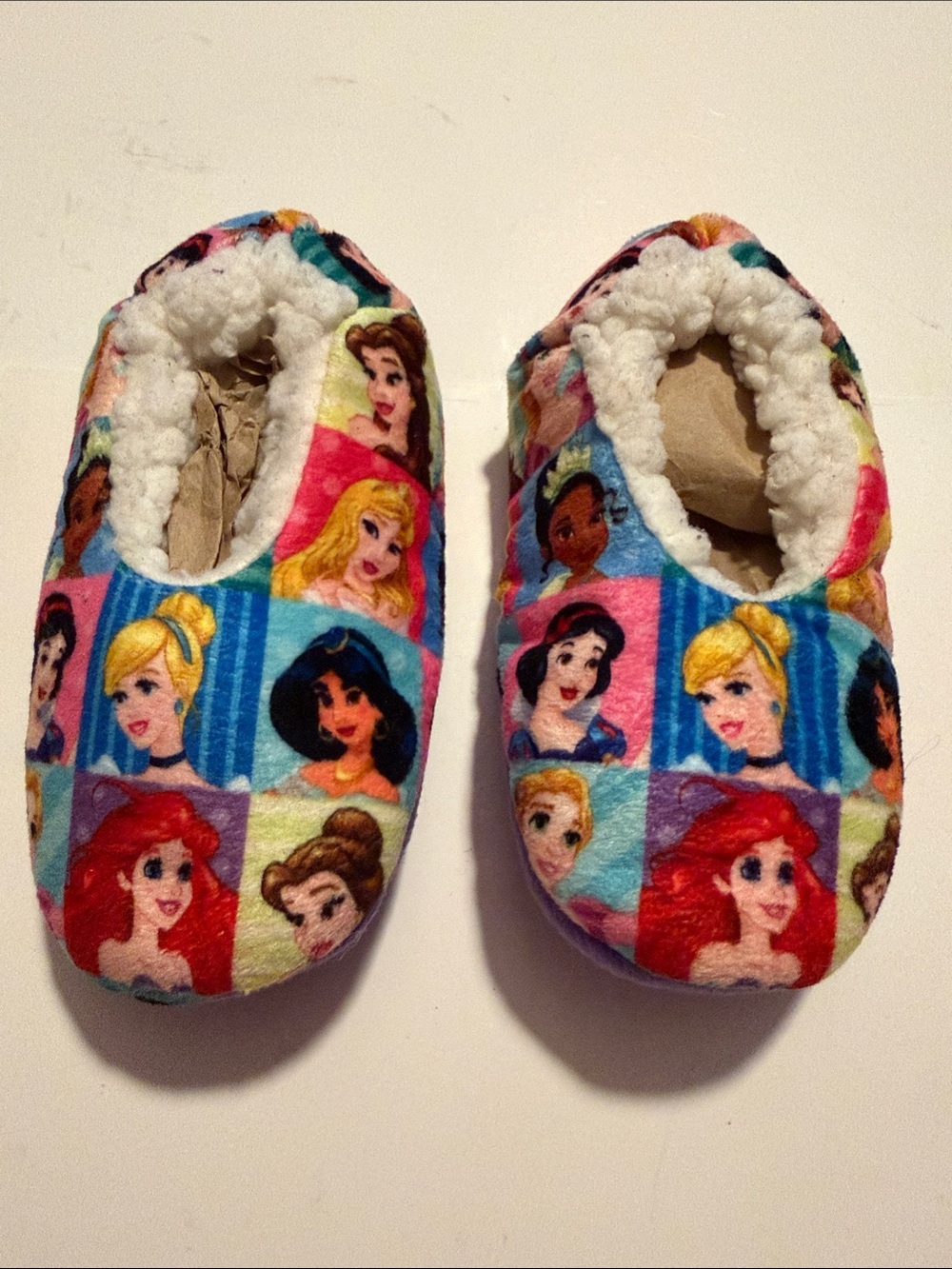 Toddlers Disney Girls' Multicolor Princess Plush Footie Slippers